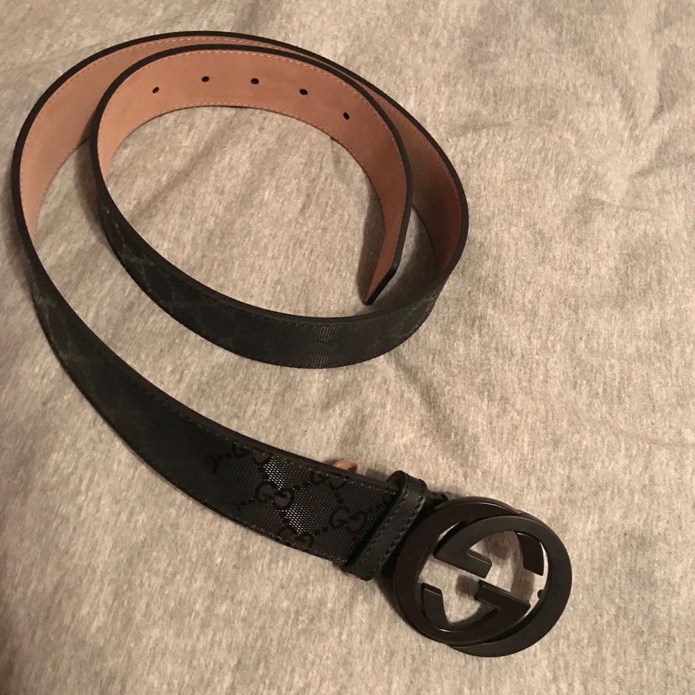 Black imprime Gucci Belt